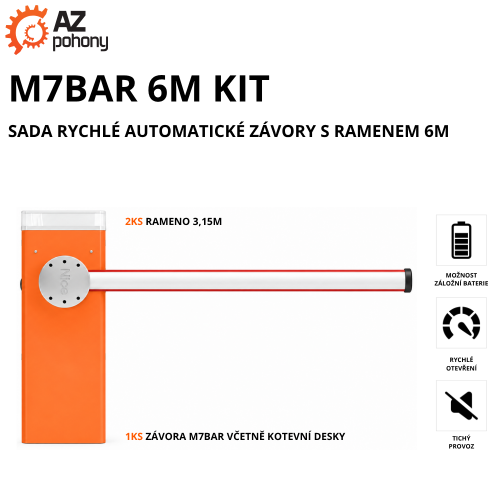 M7BAR 6M KIT - sada rychlé automatické závory s ramenem 6m